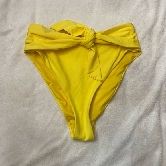 New! Agua Bendita Isabella Yellow Front Knot Bikini Bottom 3904 - Picture 2 of 7